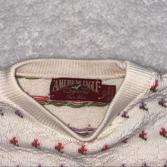 Vintage Flower Sweater American Eagle Outfitter L - Picture 3 of 6